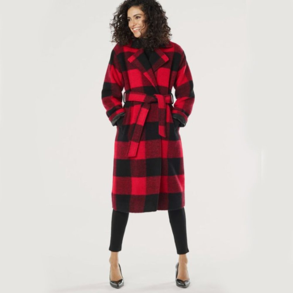 Pendleton Long Buffalo Plaid Wrap Coat